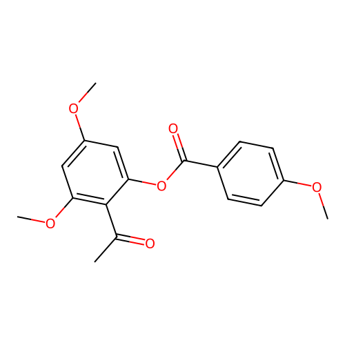 Benzoic acid, 4-methoxy-, 2-acetyl-3,5-dimethoxyphenyl ester structure