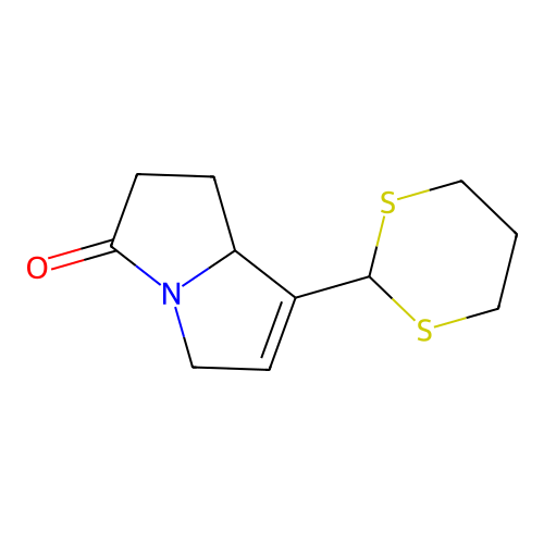 7-(1,3-dithian-2-yl)-1,2,5,7a-tetrahydro-3H-pyrrolizin-3-one structure