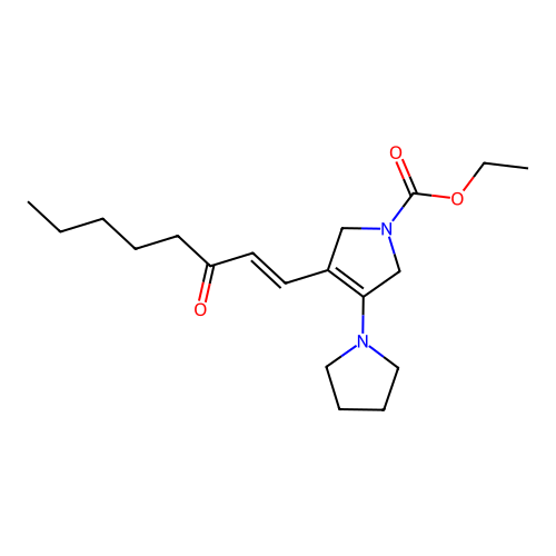 ethyl 3-[(E)-3-oxooct-1-enyl]-4-pyrrolidin-1-yl-2,5-dihydropyrrole-1-carboxylate structure