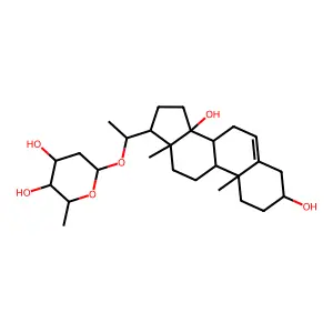 beta-D-arabino-Hexopyranoside, (3beta,14beta)-3,14-dihydroxypregn-5-en-20-yl 2,6-dideoxy- structure