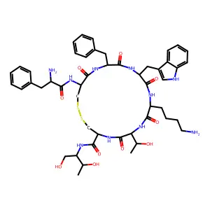 H-DL-Phe-DL-Cys(1)-DL-Phe-DL-Trp-DL-Lys-DL-xiThr-DL-Cys(1)-Thr-ol.2CH3CO2H structure