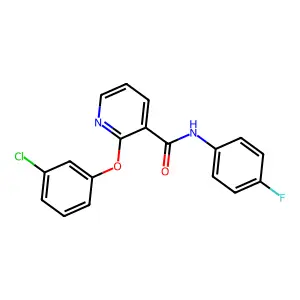 3-Pyridinecarboxamide, 2-(3-chlorophenoxy)-N-(4-fluorophenyl)- structure