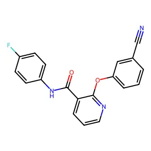3-Pyridinecarboxamide, 2-(3-cyanophenoxy)-N-(4-fluorophenyl)- structure