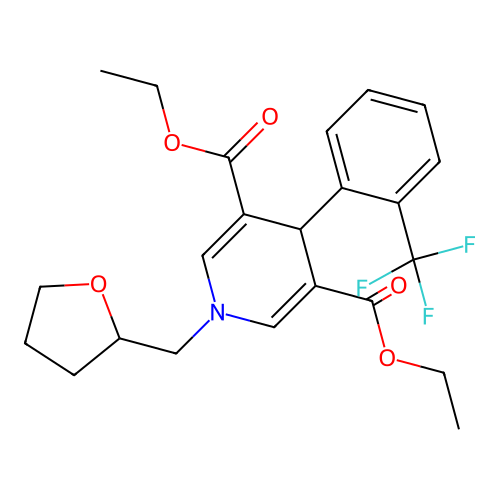 Diethyl 1-(oxolan-2-ylmethyl)-4-[2-(trifluoromethyl)phenyl]-4H-pyridine-3,5-dicarboxylate structure