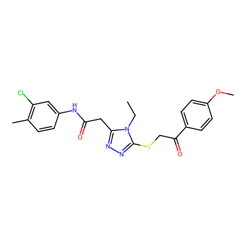 N-(3-chloro-4-methylphenyl)-2-(4-ethyl-5-{[2-(4-methoxyphenyl)-2-oxoethyl]sulfanyl}-4H-1,2,4-triazol-3-yl)acetamide structure