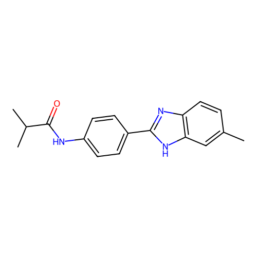 2-methyl-N-[4-(6-methyl-1H-benzimidazol-2-yl)phenyl]propanamide structure