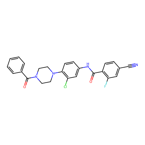 N-[4-(4-benzoylpiperazin-1-yl)-3-chlorophenyl]-4-cyano-2-fluorobenzamide structure