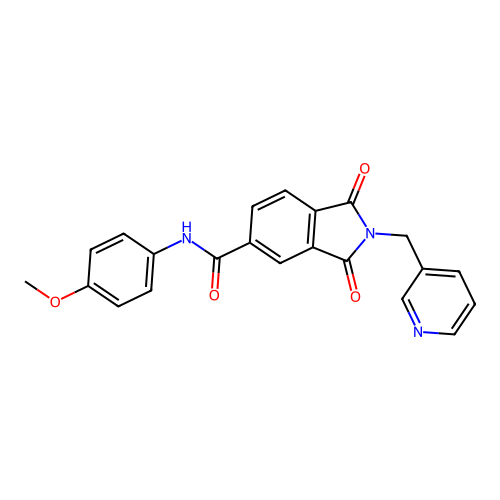 N-(4-methoxyphenyl)-1,3-dioxo-2-(3-pyridinylmethyl)-5-isoindolinecarboxamide structure
