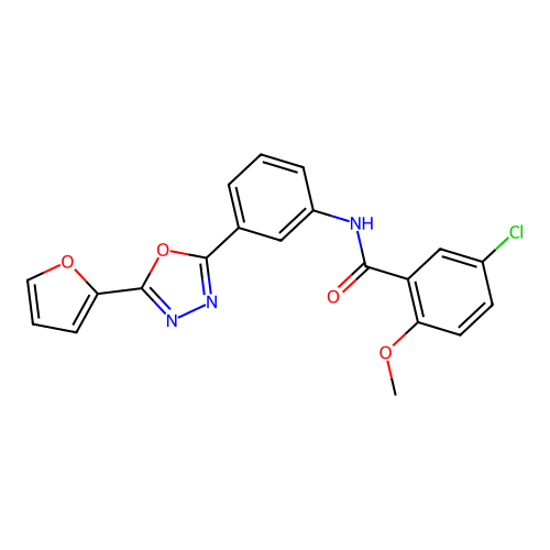 5-chloro-N-[3-[5-(furan-2-yl)-1,3,4-oxadiazol-2-yl]phenyl]-2-methoxybenzamide structure