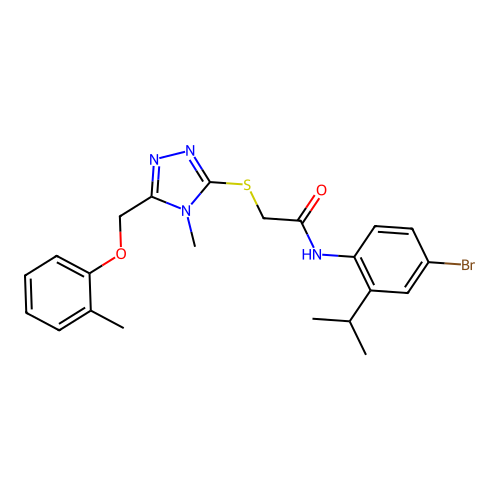 N-(4-bromo-2-propan-2-ylphenyl)-2-[[4-methyl-5-[(2-methylphenoxy)methyl]-1,2,4-triazol-3-yl]sulfanyl]acetamide structure