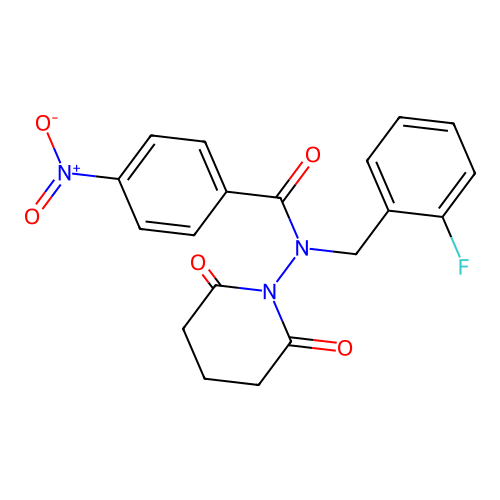 N-(2,6-dioxopiperidin-1-yl)-N-[(2-fluorophenyl)methyl]-4-nitrobenzamide structure