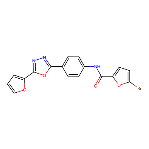 5-bromo-N-[4-[5-(furan-2-yl)-1,3,4-oxadiazol-2-yl]phenyl]furan-2-carboxamide structure