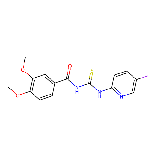 N-[(5-iodopyridin-2-yl)carbamothioyl]-3,4-dimethoxybenzamide structure