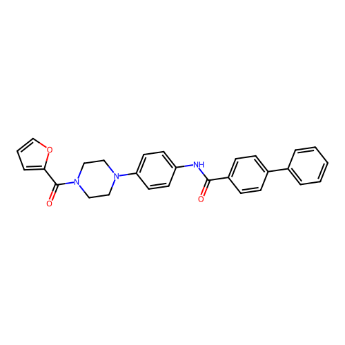 N-[4-[4-(furan-2-carbonyl)piperazin-1-yl]phenyl]-4-phenylbenzamide structure