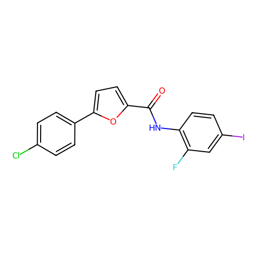 5-(4-chlorophenyl)-N-(2-fluoro-4-iodophenyl)furan-2-carboxamide structure