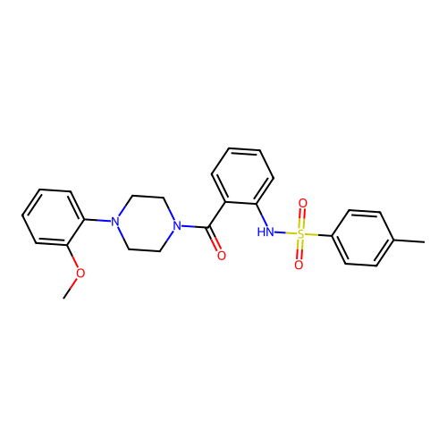 N-[2-[4-(2-methoxyphenyl)piperazine-1-carbonyl]phenyl]-4-methylbenzenesulfonamide structure