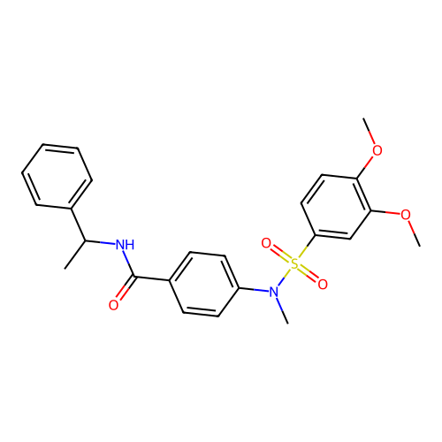 4-[(3,4-dimethoxyphenyl)sulfonyl-methylamino]-N-(1-phenylethyl)benzamide structure