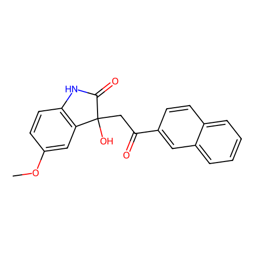 3-hydroxy-5-methoxy-3-(2-naphthalen-2-yl-2-oxoethyl)-1H-indol-2-one structure