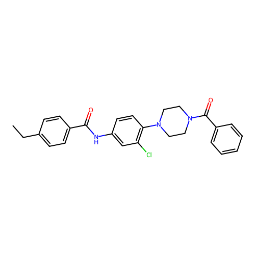 N-[4-(4-benzoylpiperazin-1-yl)-3-chlorophenyl]-4-ethylbenzamide structure