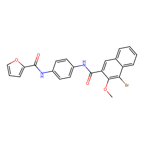 N-[4-[(4-bromo-3-methoxynaphthalene-2-carbonyl)amino]phenyl]furan-2-carboxamide structure
