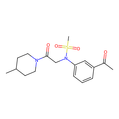 N-(3-acetylphenyl)-N-[2-(4-methylpiperidin-1-yl)-2-oxoethyl]methanesulfonamide structure