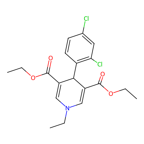 Diethyl 4-(2,4-dichlorophenyl)-1-ethyl-1,4-dihydropyridine-3,5-dicarboxylate structure
