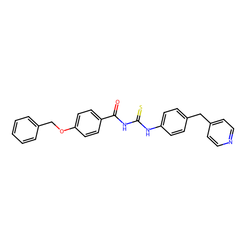 4-phenylmethoxy-N-[[4-(pyridin-4-ylmethyl)phenyl]carbamothioyl]benzamide structure
