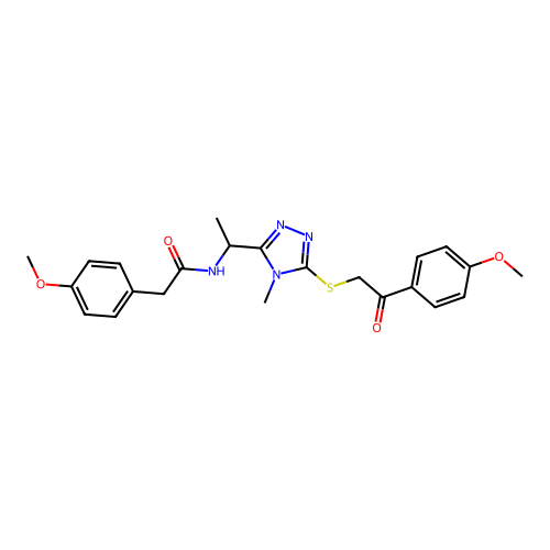 2-(4-methoxyphenyl)-N-[1-(5-{[2-(4-methoxyphenyl)-2-oxoethyl]sulfanyl}-4-methyl-4H-1,2,4-triazol-3-yl)ethyl]acetamide structure