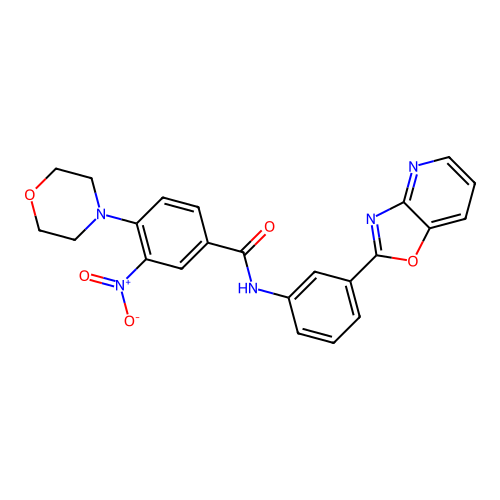 4-morpholin-4-yl-3-nitro-N-[3-([1,3]oxazolo[4,5-b]pyridin-2-yl)phenyl]benzamide structure