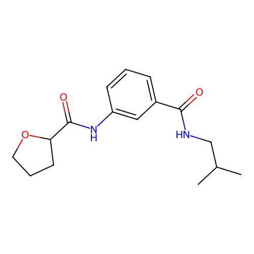 N-[3-(2-methylpropylcarbamoyl)phenyl]oxolane-2-carboxamide structure