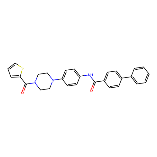 4-phenyl-N-[4-[4-(thiophene-2-carbonyl)piperazin-1-yl]phenyl]benzamide structure