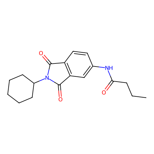 N-(2-cyclohexyl-1,3-dioxoisoindol-5-yl)butanamide structure