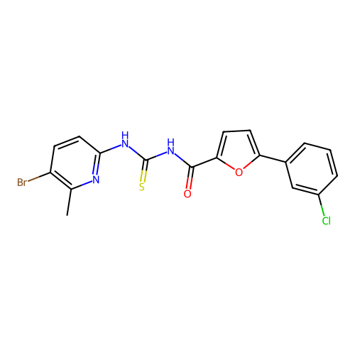 N-[(5-bromo-6-methylpyridin-2-yl)carbamothioyl]-5-(3-chlorophenyl)furan-2-carboxamide structure