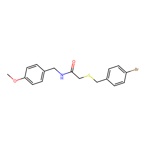 2-[(4-bromophenyl)methylsulfanyl]-N-[(4-methoxyphenyl)methyl]acetamide structure