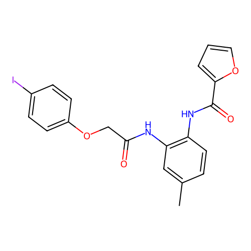 N-[2-[[2-(4-iodophenoxy)acetyl]amino]-4-methylphenyl]furan-2-carboxamide structure