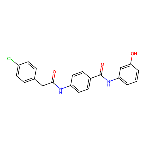 4-[[2-(4-chlorophenyl)acetyl]amino]-N-(3-hydroxyphenyl)benzamide structure