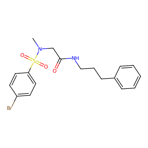 2-[(4-bromophenyl)sulfonyl-methylamino]-N-(3-phenylpropyl)acetamide structure