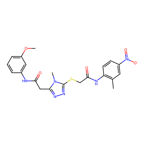 2-[(5-{2-[(3-methoxyphenyl)amino]-2-oxoethyl}-4-methyl-4H-1,2,4-triazol-3-yl)sulfanyl]-N-(2-methyl-4-nitrophenyl)acetamide structure