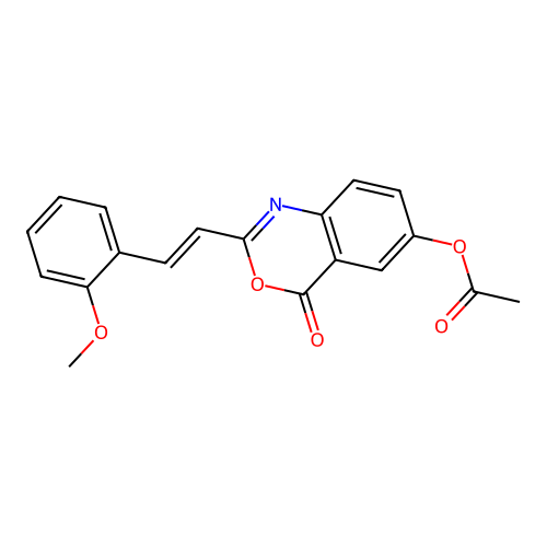 2-[2-(2-methoxyphenyl)vinyl]-4-oxo-4H-3,1-benzoxazin-6-yl acetate structure