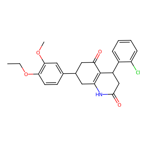 4-(2-chlorophenyl)-7-(4-ethoxy-3-methoxyphenyl)-1,3,4,6,7,8-hexahydroquinoline-2,5-dione structure