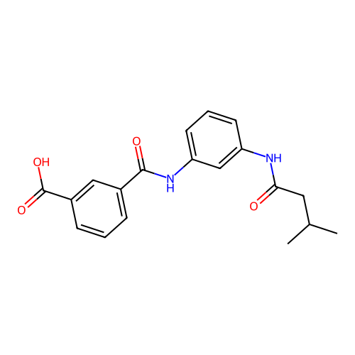 3-({3-[(3-Methylbutanoyl)amino]phenyl}carbamoyl)benzoic acid structure