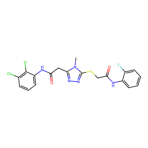 2-[(5-{2-[(2,3-dichlorophenyl)amino]-2-oxoethyl}-4-methyl-4H-1,2,4-triazol-3-yl)sulfanyl]-N-(2-fluorophenyl)acetamide structure