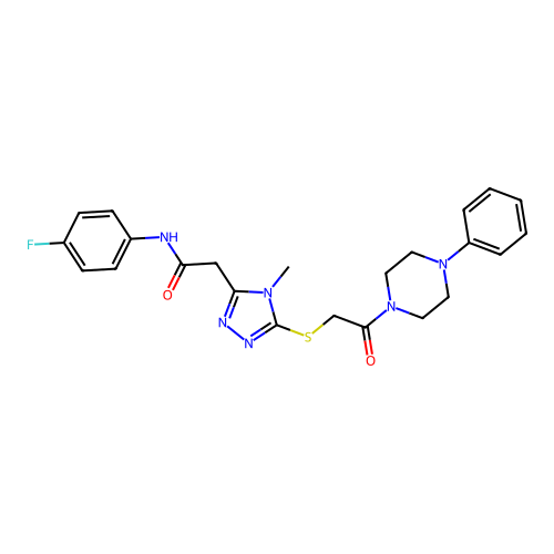 N-(4-fluorophenyl)-2-(4-methyl-5-{[2-oxo-2-(4-phenylpiperazin-1-yl)ethyl]sulfanyl}-4H-1,2,4-triazol-3-yl)acetamide structure