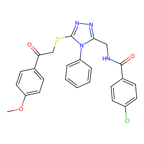 4-chloro-N-[(5-{[2-(4-methoxyphenyl)-2-oxoethyl]sulfanyl}-4-phenyl-4H-1,2,4-triazol-3-yl)methyl]benzamide structure