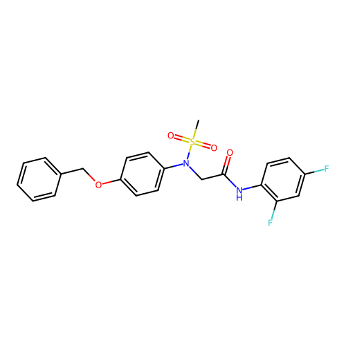 N-(2,4-difluorophenyl)-2-(N-methylsulfonyl-4-phenylmethoxyanilino)acetamide structure
