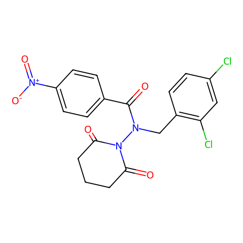 N-(2,4-dichlorobenzyl)-N-(2,6-dioxo-1-piperidinyl)-4-nitrobenzamide structure
