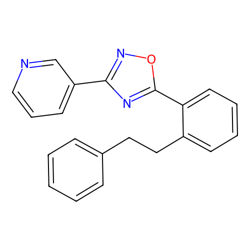 3-{5-[2-(2-Phenylethyl)phenyl]-1,2,4-oxadiazol-3-yl}pyridine structure