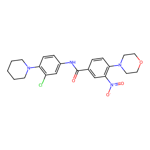 N-(3-chloro-4-piperidin-1-ylphenyl)-4-morpholin-4-yl-3-nitrobenzamide structure