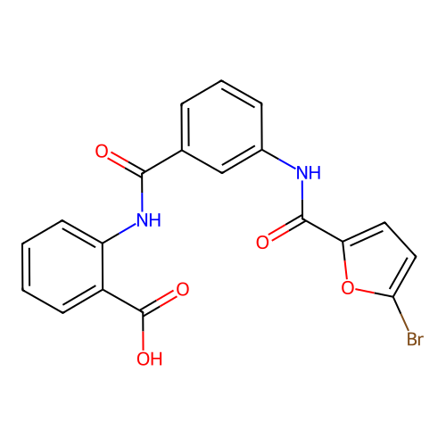 2-({3-[(5-Bromo-2-furoyl)amino]benzoyl}amino)benzoic acid structure