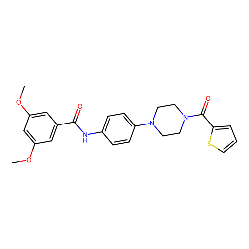 3,5-dimethoxy-N-[4-[4-(thiophene-2-carbonyl)piperazin-1-yl]phenyl]benzamide structure